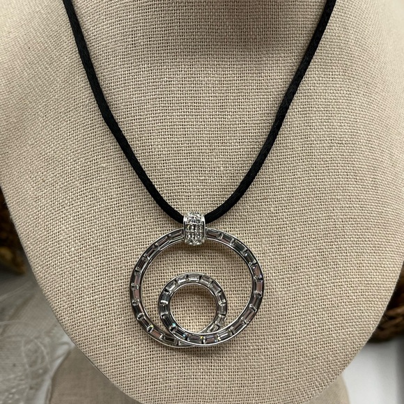 Nolan Miller Pave Circle Pendant Necklace Set – 16", 4 Cords, Box & Certificate - Picture 3 of 12